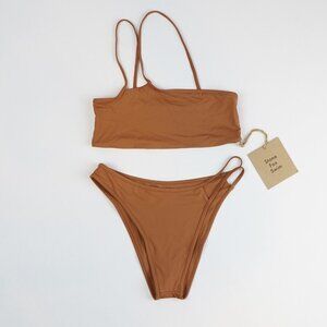 Stone Fox Swim Echo Top & Ibiza Bottom Set Rawhide Brown - Small - NWT